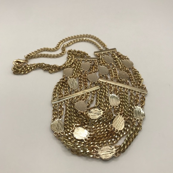 Gold-Tone and Black Cabochons Multi Layered Chain Necklace - Picture 7 of 8